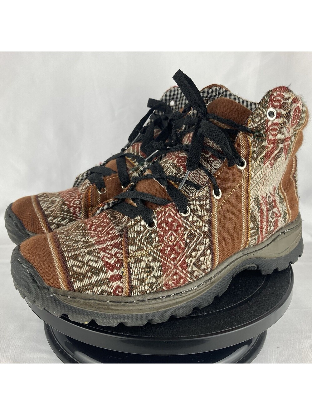 Men's Size 10 Hand Woven Southwestern Aztec Ankle Boots Tribal Rugged Shoes
